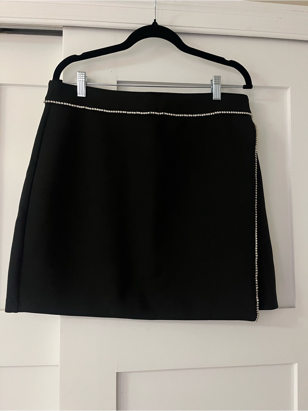 Good American Black Mini Skirt with Rhinestone Trim